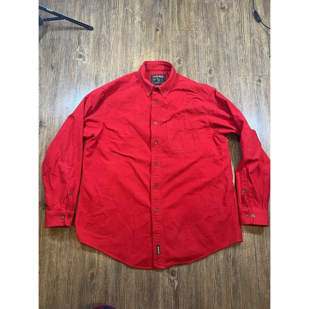 Vintage Woolrich Chamois Shirt XL Mens Button 90s USA Cotton Flannel Red Heavy